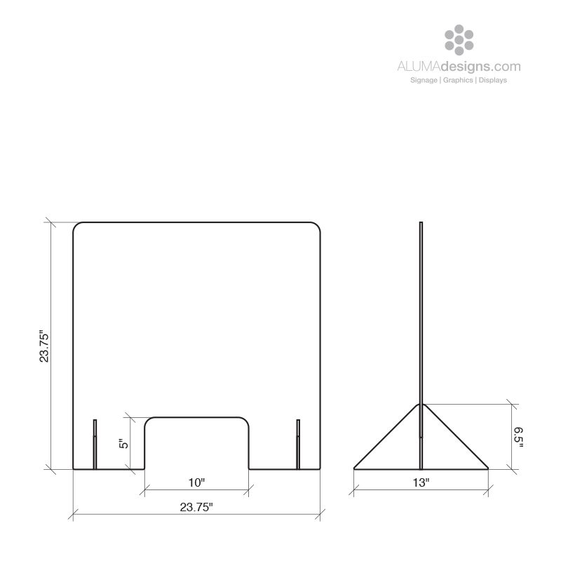 Sneeze Guard ECONOMY - Counter Top -  Free Standing with Window - Image 3
