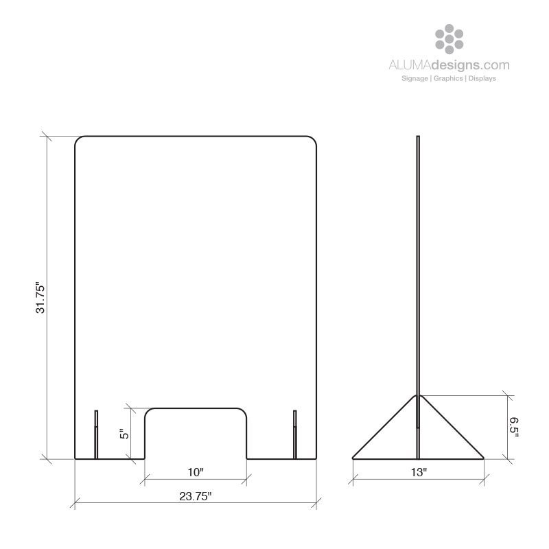 Sneeze Guard ECONOMY - Counter Top -  Free Standing with Window - Image 4