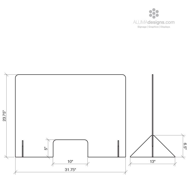 Sneeze Guard ECONOMY - Counter Top -  Free Standing with Window - Image 5