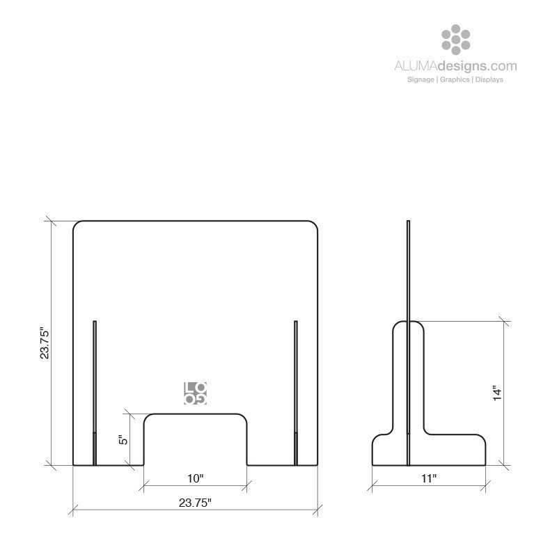 Sneeze Guard DECORATIVE- Counter Top -  Free Standing with Window - Image 3