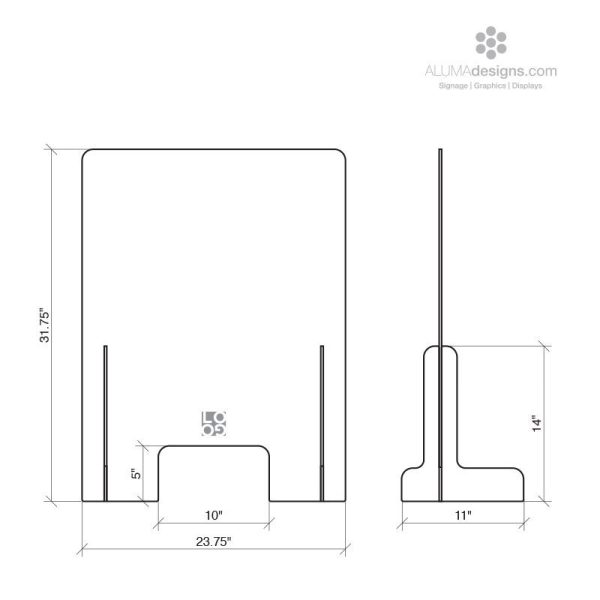 Sneeze Guard DECORATIVE- Counter Top -  Free Standing with Window - Image 4