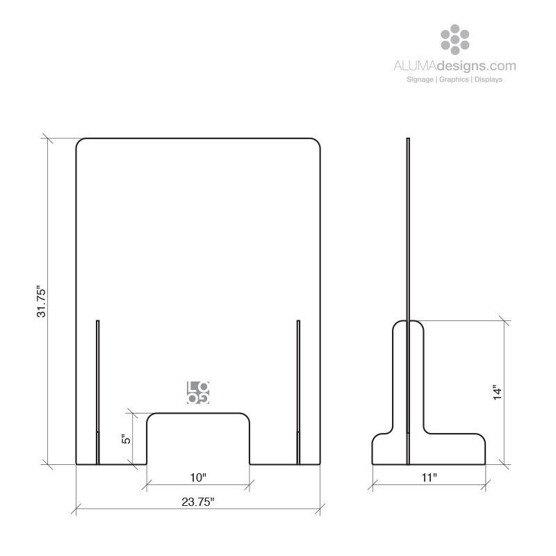 Sneeze Guard DECORATIVE- Counter Top -  Free Standing with Window - Image 4