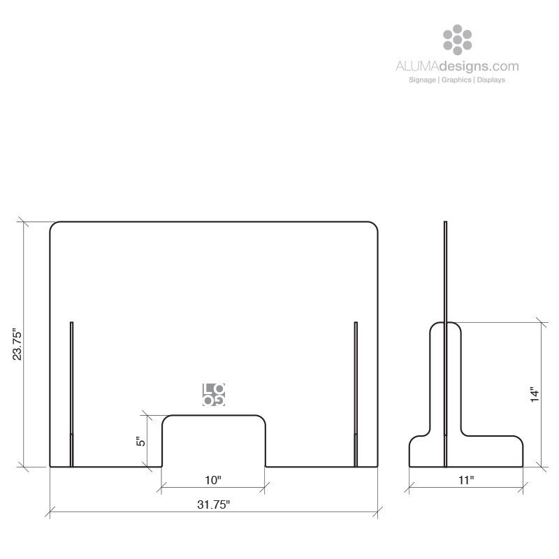 Sneeze Guard DECORATIVE- Counter Top -  Free Standing with Window - Image 5